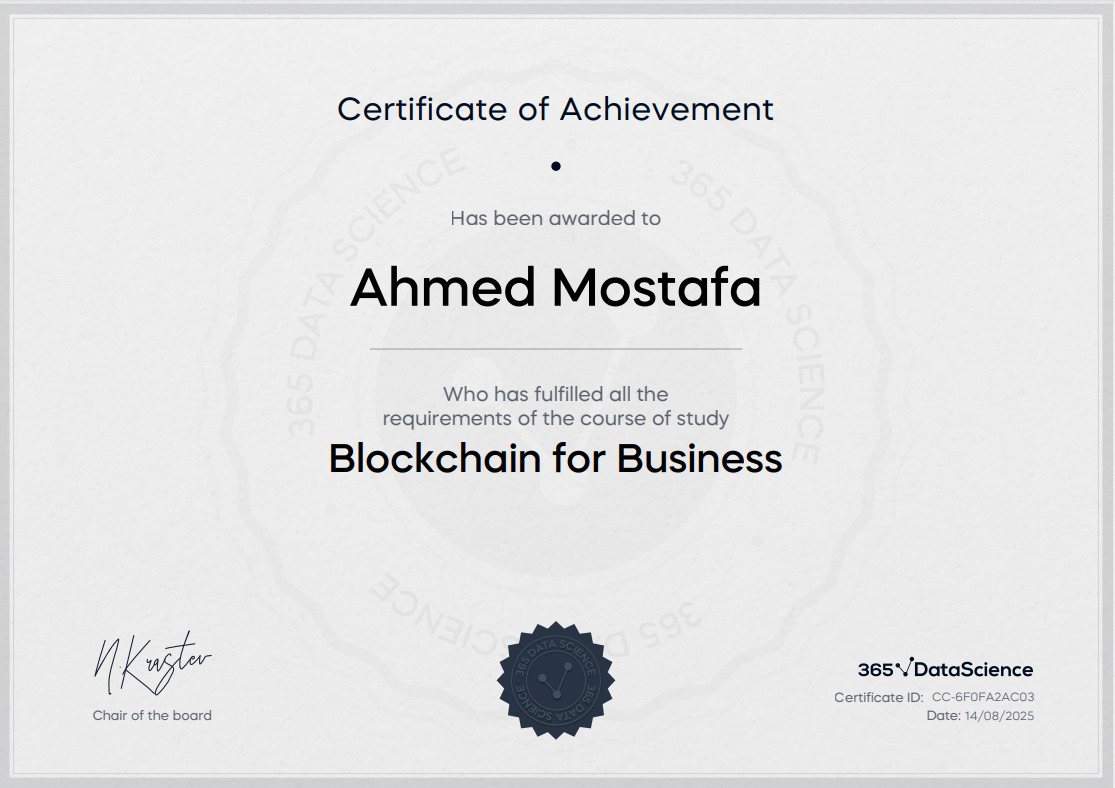 Blockchain for Business certificate