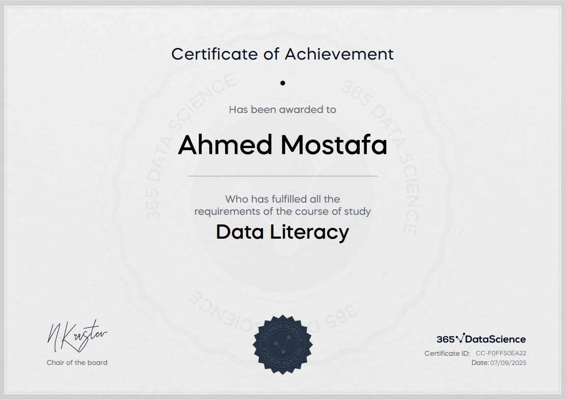 Data Literacy certificate