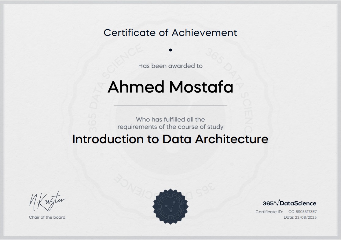 Data Architecture certificate